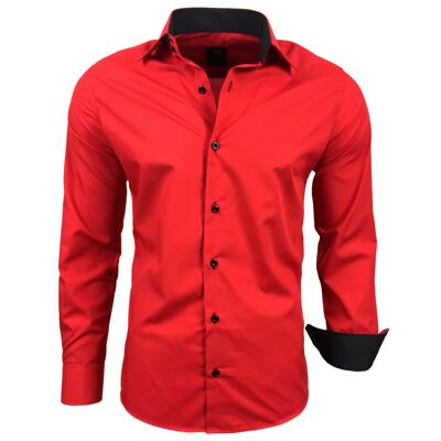 Subliminal Mode Chemise Basique Bicolore Uni  Rouge