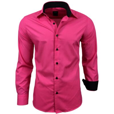 Subliminal Mode Basic Two-Tone Shirt Plain Fuschia