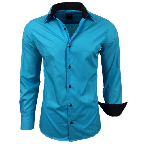 Subliminal Mode Chemise Basique Bicolore Uni  Turquoise