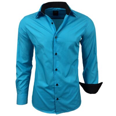 Subliminal Mode Basic Two-Tone Shirt Plain Turquoise