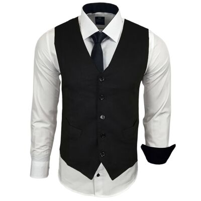 Subliminal Mode Gilet de Costume pour Chemise  Noir