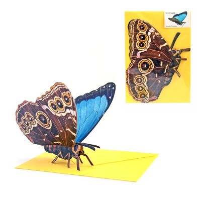 Papillon carte animal 3D "Morpho Peleide"