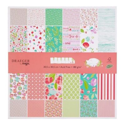 Printed Scrapbooking Papers - Multicolored Spring Floral Motifs
