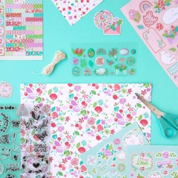 Papiers de Scrapbooking imprimés - Motifs fleuris printannier multicolore 3