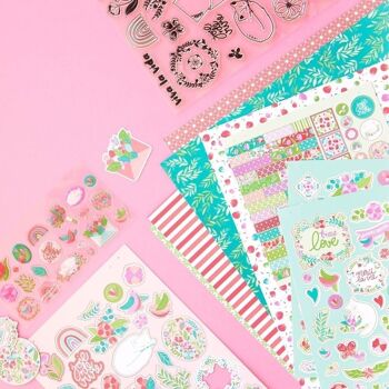 Papiers de Scrapbooking imprimés - Motifs fleuris printannier multicolore 4