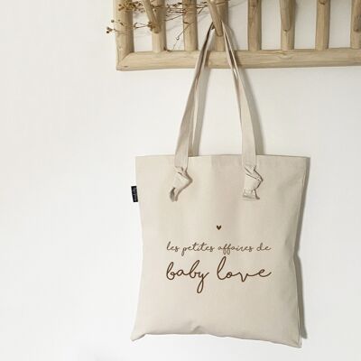 Tote-Bag à noeuds écru " Les petites affaires de Baby Love"