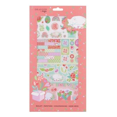 Pochette de stickers et formes découpées - Fleurs