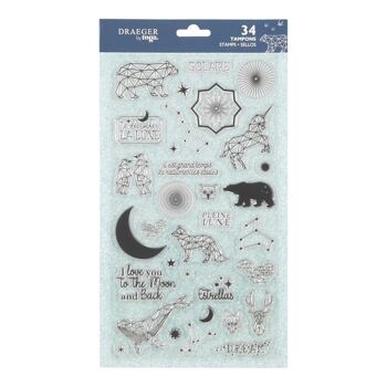 Tampons Crystal® silicone transparent - "I love you to the moon and back", "Il est grand temps de rallumer les étoiles", Constellations, Animaux origami 1
