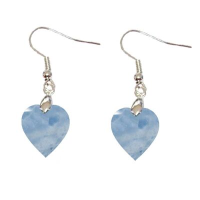 Blue Calcite Heart Earrings