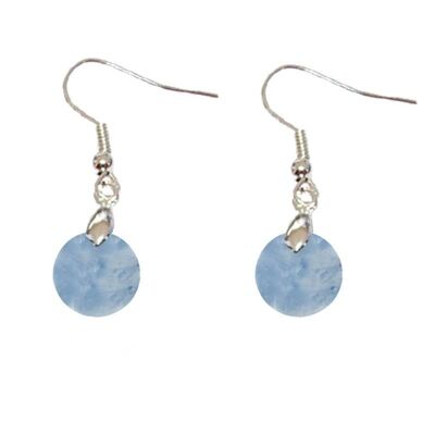 Boucles d'Oreilles Calcite Bleue Rond