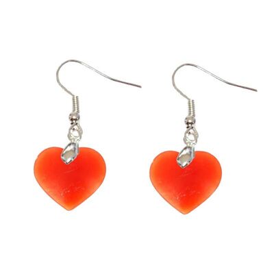 Orange Calcite EXTRA Heart Earrings