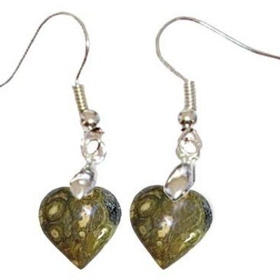 Heart Orbicular Jasper Earrings