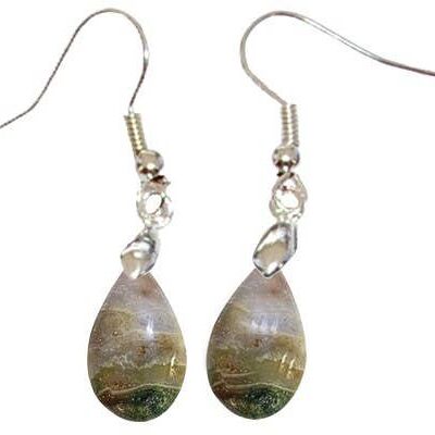 Drop Orbicular Jasper Earrings