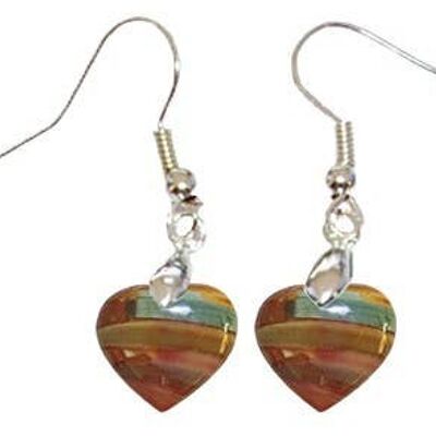 Polychrome Jasper (Printed) Heart Earrings