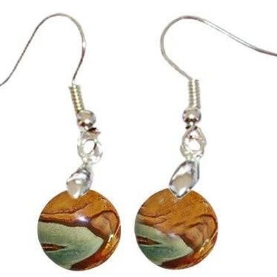 Boucles d'Oreilles Jaspe Polychrome (Imprimé) Rondes