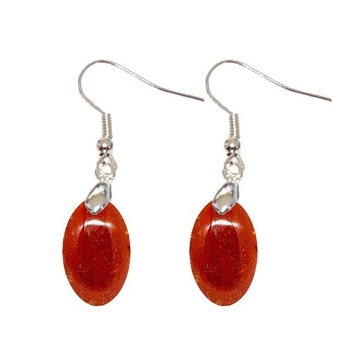 Boucles d'Oreilles Jaspe Rouge Ovale