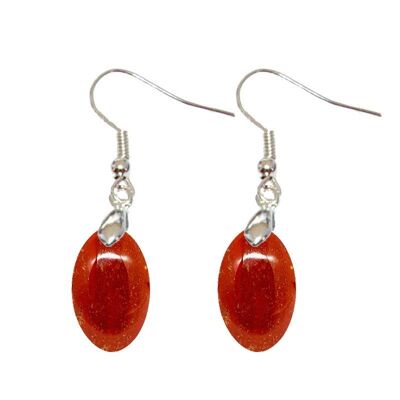 Oval Red Jasper Earrings