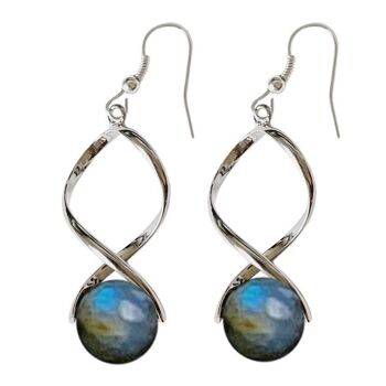 Boucles d'Oreilles Labradorite Billes 12 mm