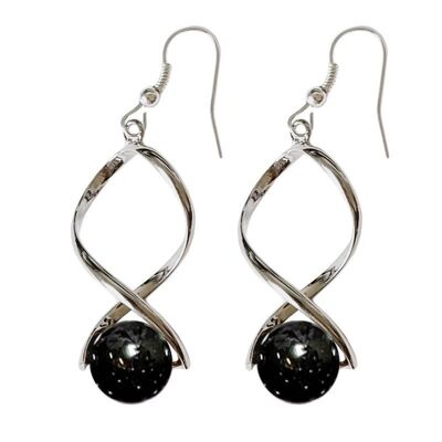 Boucles d'Oreilles Onyx Noir Billes 10 mm