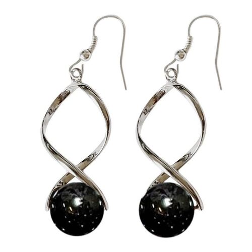 Boucles d'Oreilles Onyx Noir Billes 12 mm