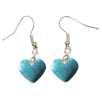 Boucles d'Oreilles Opale Bleue Cœur