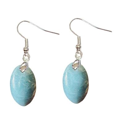 Boucles d'Oreilles Opale Bleue Ovale