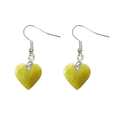 Green Opal Heart Earrings