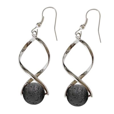 Boucles d'Oreilles Pierre de Lave Billes 10 mm