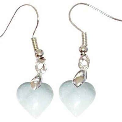 Boucles d'Oreilles Quartz Blanc Cœur