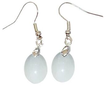 Boucles d'Oreilles Quartz Blanc Ovale