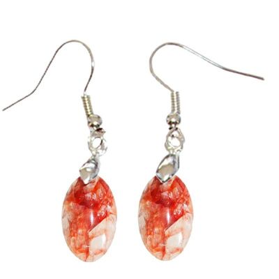 Boucles d'Oreilles Quartz Hématoïde Rouge Ovale