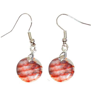 Boucles d'Oreilles Quartz Hématoïde Rouge Rond