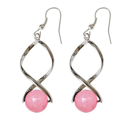 Boucles d'Oreilles Quartz Rose Billes 10 mm