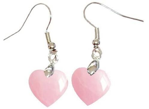 Boucles d'Oreilles Quartz Rose Cœur