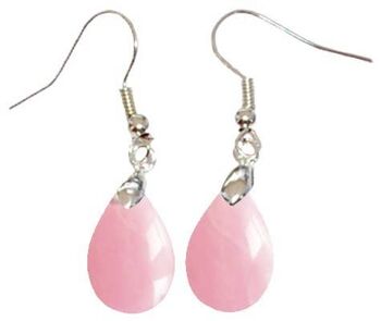 Boucles d'Oreilles Quartz Rose Goutte