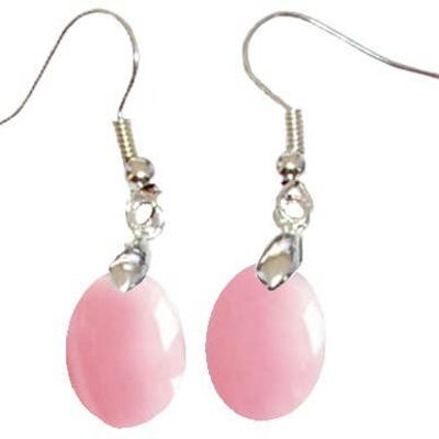 Boucles d'Oreilles Quartz Rose Ovale