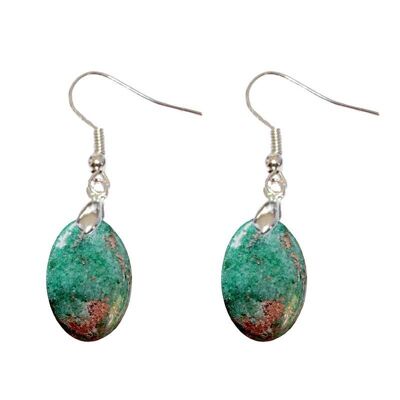 Fuchsite Earrings with Oval Marcasite Inclusions