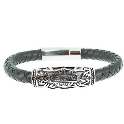 Bracelet en acier inoxydable & Cuir Harley-Davidson Longueur 20 cm - 7.87''