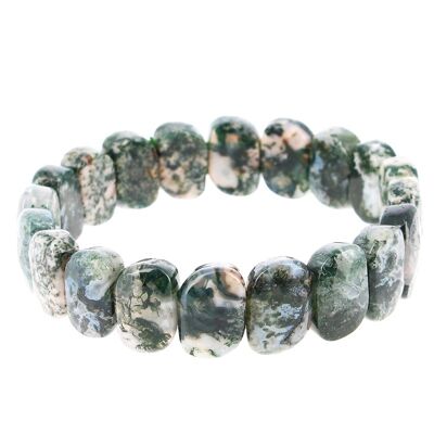 10 x 15 mm Faceted Plate Moss Agate Bracelet