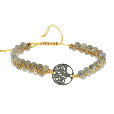 Bracelet Labradorite Shamballa Braided Beads 4 mm