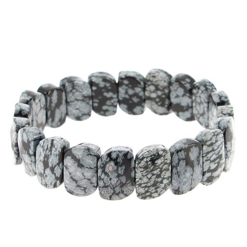 Bracelet Obsidienne Neige Plaquettes Facettées 10 X 15 mp