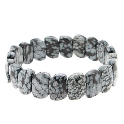 Bracciale in ossidiana di neve con piastrine sfaccettate 10 X 15 mp