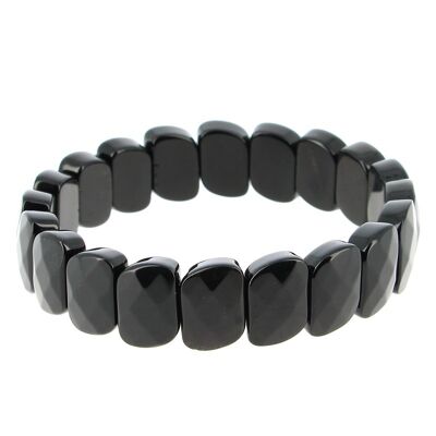 Bracciale Ossidiana Nera Piastre Sfaccettate 10 x 15 mm