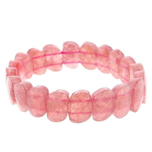 Bracelet Quartz Fraise Plaquettes Facettées 10 x 15 mm