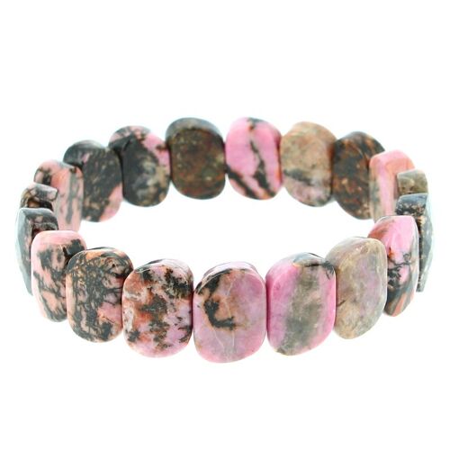 Bracelet Rhodonite  Plaquettes Facettées 10 x 15 me