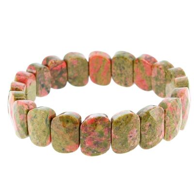 Bracciale Unakite con piastrine sfaccettate da 10 x 15 mm