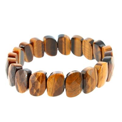 Bracelet Œil de Tigre Plaquettes Facettées 10 x 15 mm