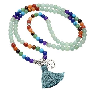 Mala Necklace Green Aventurine 7 Chakras 108 beads 6 mm