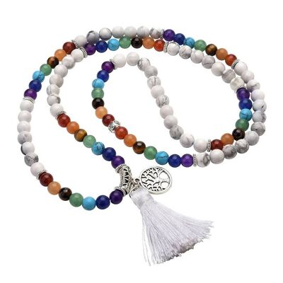Mala Necklace Howlite 7 Chakras 108 beads 6 mm