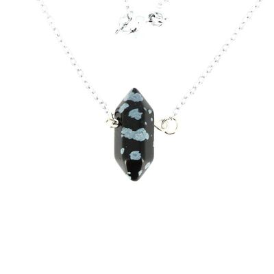 Snowflake Obsidian Bitterminated Point Necklace